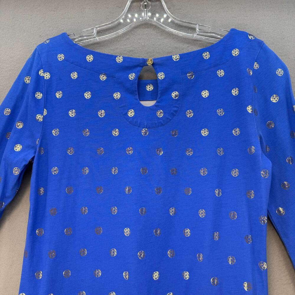 Lilly Pulitzer Grotto Beach Keyhole Shift Dress Women's S Day Blue Gold EUC - Picture 3 of 11